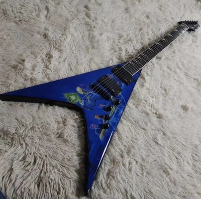 中国 工場 オーダーメイド 特殊 ボディ ブルー フライングV 電動ギター ブラック ハードウェア 最高品質 サプライヤー