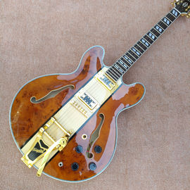 中国 ホールボディジャズ 335 電動ギター メイプルトップ ゴールド ハードウェア 電動ギター トレモロシステム 送料無料 サプライヤー