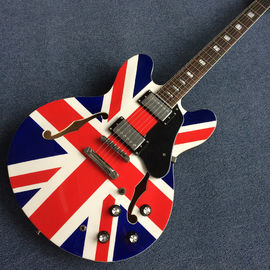 中国 空っぽ体 ジャズ・エレクトリック・ギター イギリス旗のローズウッド・フィンガーボード・エレクトリック・ギター サプライヤー