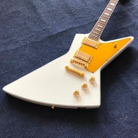 中国 オーダーメイドショップ ホワイト エクスプローラー形 電気ギター 金色のハードウェア サプライヤー