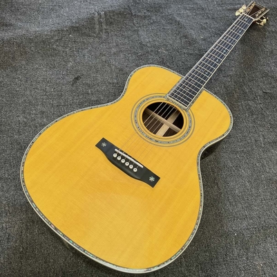 中国 Custom Logo on Headstock, Solid Spruce OM Body Solid Rosewood Back Side Acoustic Electric Guitar Abalone Binding サプライヤー
