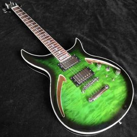 中国 グランドギター 空っぽの体 AAA 毛布のメープルトップ グリーンウェーブ 電気ギター 送料無料 サプライヤー