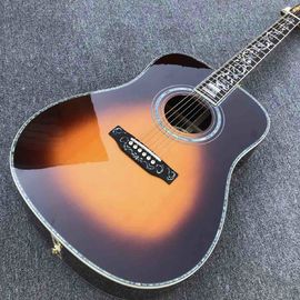 中国 41インチDスタイル マシッドウッドのアコースティックギター アバロンの結合とインレイ,日光でエボニー指板 サプライヤー