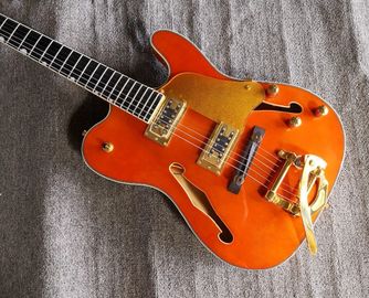 中国 オーダーメイド オレンジ TL ホールボディ fホール エボニー指板 ゴールドブリッジ 電気ギター 音楽楽器ショップ サプライヤー