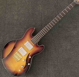 中国 5弦ベースギター CS カラー エレクトリックギター フラームトップ 天然カラーバック ホールボディ ゴールデン ハードウェア 送料無料 サプライヤー