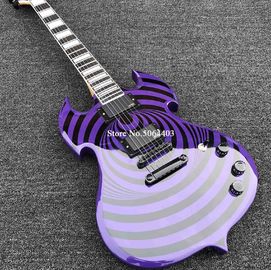 中国 高品質の形状の電気ギター 紫色塗料の輪 黒のファニヤ ローズウッドの指板 送料無料 サプライヤー