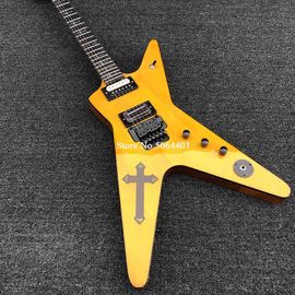 中国 不規則 特殊形状の電気ギター 黄色塗装 ローズウッドの指板 双波の電気ギター 送料無料 サプライヤー