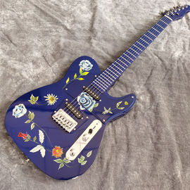 中国 手作り 身体 青い 指板 と 頭 電気 ギター に 絵 の 花 サプライヤー