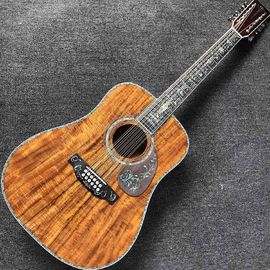 中国 カスタム 12 弦 固体 KOA 木製 トップ ギター エボニー フィンガーボード リアル アバロン シェル 結合とインレイ 音響 電気 ギ サプライヤー