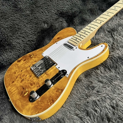 テレエレクトリックギター,バールメープルトップ,イエローカラー,マホガニーボディ,メープルフィンガーボード,シングルバインド サプライヤー