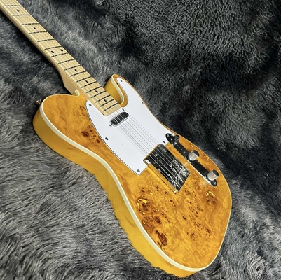 テレエレクトリックギター,バールメープルトップ,イエローカラー,マホガニーボディ,メープルフィンガーボード,シングルバインド サプライヤー