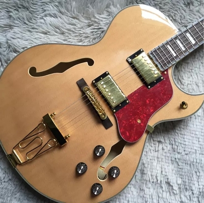オーダーメイド ホロー・バードランド 木色 ゴールド ハードウェア アーチトップ 電動ギター サプライヤー