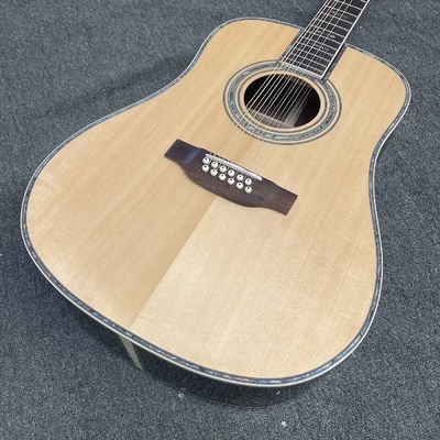 オーダーメイド41インチ ドレッドナウトD 12弦アボロン 固定フォーククラシックアコースティックギター オーダーメイドインレイロゴのヘッドストック サプライヤー
