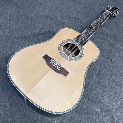 オーダーメイド41インチ ドレッドナウトD 12弦アボロン 固定フォーククラシックアコースティックギター オーダーメイドインレイロゴのヘッドストック サプライヤー