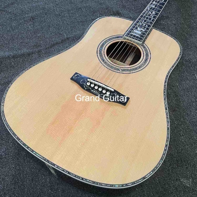 オーダーメイド デラックス ソリッド スプルース トップ ドレッドナウト ボディ エボニー フィンガーボード 41 インチ リアル アバロン アコースティック ギター サプライヤー