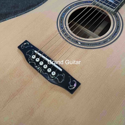 オーダーメイド デラックス ソリッド スプルース トップ ドレッドナウト ボディ エボニー フィンガーボード 41 インチ リアル アバロン アコースティック ギター サプライヤー