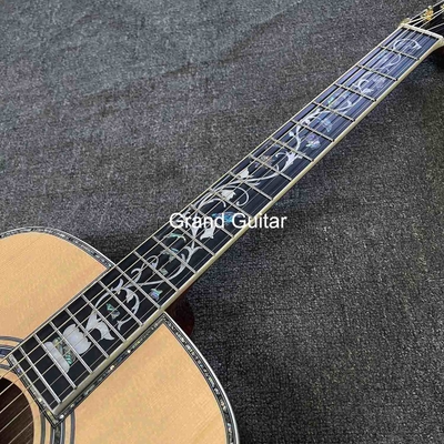 オーダーメイド デラックス ソリッド スプルース トップ ドレッドナウト ボディ エボニー フィンガーボード 41 インチ リアル アバロン アコースティック ギター サプライヤー