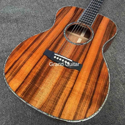 グランド・オム・ギター ソリッド・KOA バックサイド・アコースティック・ギター,ヘッドストックにカスタマイズされたロゴ サプライヤー