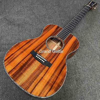 グランド・オム・ギター ソリッド・KOA バックサイド・アコースティック・ギター,ヘッドストックにカスタマイズされたロゴ サプライヤー