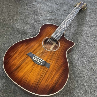 オーダーメイド 12弦 KOA ウッド テイラースタイル アコースティックギター グラスティング 完成体 マット ネック オープンチューナー サプライヤー