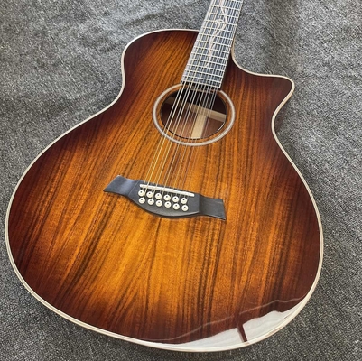 オーダーメイド 12弦 KOA ウッド テイラースタイル アコースティックギター グラスティング 完成体 マット ネック オープンチューナー サプライヤー