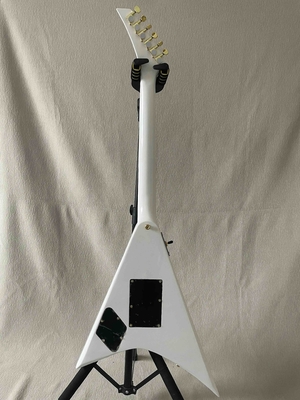 ホワイトV型電球ギター 固体HHピックアップ ゴールドハードウェア サプライヤー