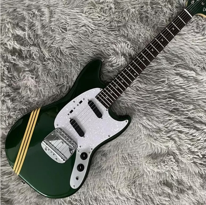 カスタムフェンダー・ムスタング・スタイル 電気ギター メタリックグリーン S-S ピックアップ クロム ハードウェア サプライヤー