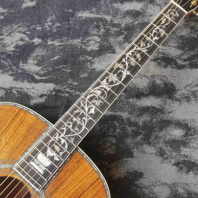 オーダーメイド41インチ全KOA木エボニー指板,ドレッドナウト,D45マーティンスタイル,アボロンインプレードアコースティックギター サプライヤー