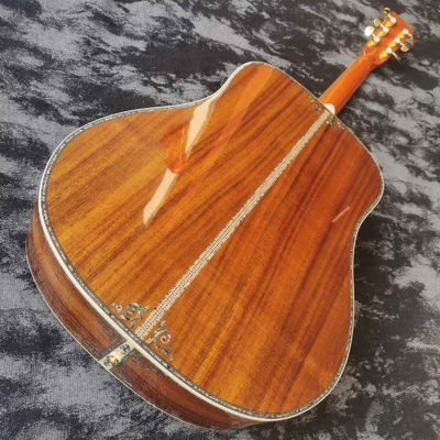 オーダーメイド41インチ全KOA木エボニー指板,ドレッドナウト,D45マーティンスタイル,アボロンインプレードアコースティックギター サプライヤー