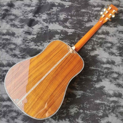 オーダーメイド41インチ全KOA木エボニー指板,ドレッドナウト,D45マーティンスタイル,アボロンインプレードアコースティックギター サプライヤー