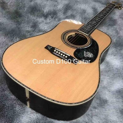 デラックス 固形ローズウッド 裏側 41 インチ D100aa タイプ スプルース 彫刻 アコースティック ギター アバロン インレイ サプライヤー