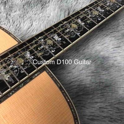 デラックス 固形ローズウッド 裏側 41 インチ D100aa タイプ スプルース 彫刻 アコースティック ギター アバロン インレイ サプライヤー