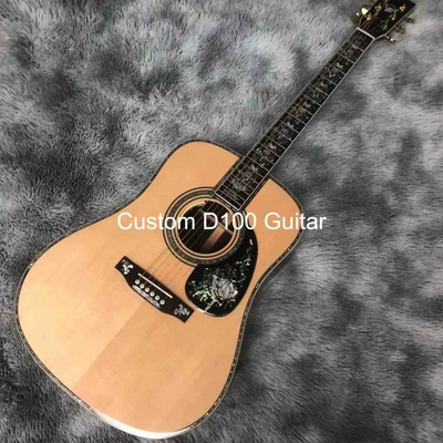デラックス 固形ローズウッド 裏側 41 インチ D100aa タイプ スプルース 彫刻 アコースティック ギター アバロン インレイ サプライヤー