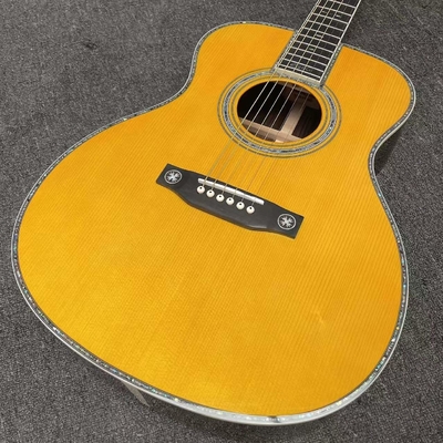 オーダーメイドOMボディ 黄色塗装 音響式電気ギター SOLID ROSEWOOD バックサイド サプライヤー