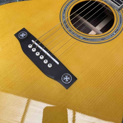 オーダーメイドOMボディ 黄色塗装 音響式電気ギター SOLID ROSEWOOD バックサイド サプライヤー