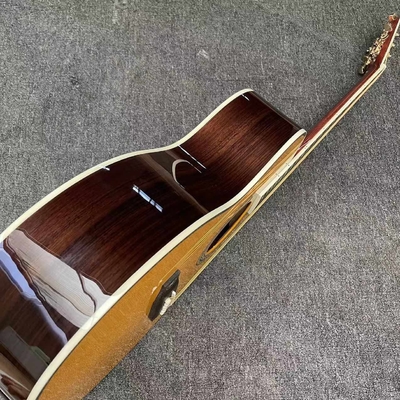 オーダーメイドOMボディ 黄色塗装 音響式電気ギター SOLID ROSEWOOD バックサイド サプライヤー
