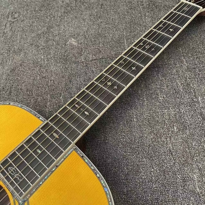オーダーメイドOMボディ 黄色塗装 音響式電気ギター SOLID ROSEWOOD バックサイド サプライヤー