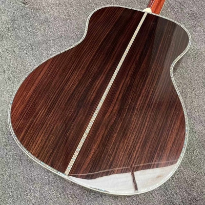 オーダーメイドOMボディ 黄色塗装 音響式電気ギター SOLID ROSEWOOD バックサイド サプライヤー