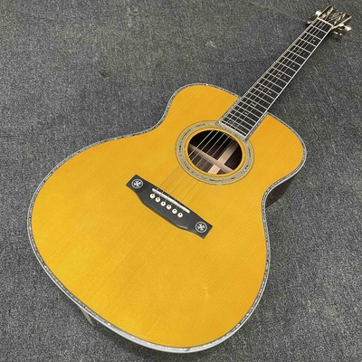 オーダーメイドOMボディ 黄色塗装 音響式電気ギター SOLID ROSEWOOD バックサイド サプライヤー