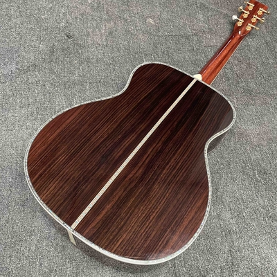 オーダーメイドOMボディ 黄色塗装 音響式電気ギター SOLID ROSEWOOD バックサイド サプライヤー
