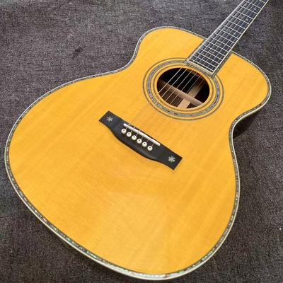Custom Logo on Headstock, Solid Spruce OM Body Solid Rosewood Back Side Acoustic Electric Guitar Abalone Binding サプライヤー