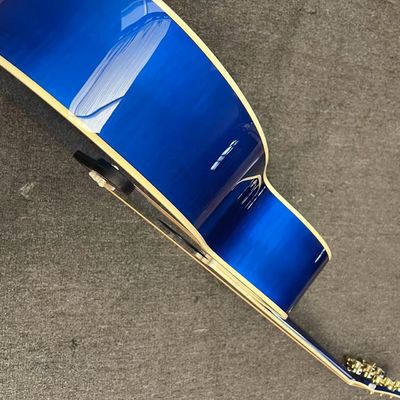 オーダーメイド フラームド メイプル バックサイド 43 インチ ジャンボ アコースティック ギター ブルー・サンバーストのアバロンインレイ サプライヤー