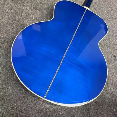 オーダーメイド フラームド メイプル バックサイド 43 インチ ジャンボ アコースティック ギター ブルー・サンバーストのアバロンインレイ サプライヤー