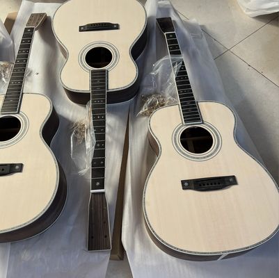 Custom Solid Spruce Top OM Kits Acoustic Guitar without Finishing, Customized Logo on Headstock サプライヤー