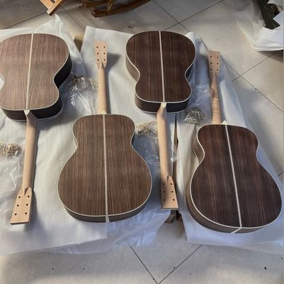 Custom Solid Spruce Top OM Kits Acoustic Guitar without Finishing, Customized Logo on Headstock サプライヤー