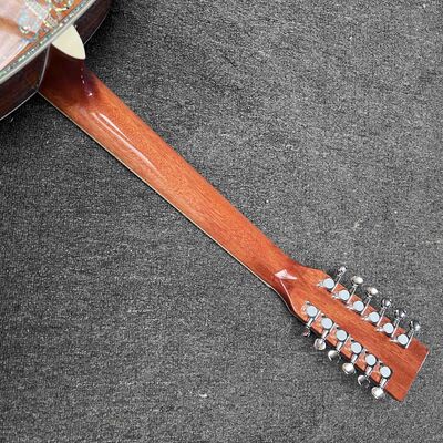 カスタム 6/12 弦ソリッド KOA バックサイドアバロンバインディングアコースティックギター、アバロンのカスタマイズされたロゴ付き サプライヤー