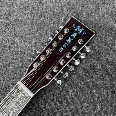 カスタム 6/12 弦ソリッド KOA バックサイドアバロンバインディングアコースティックギター、アバロンのカスタマイズされたロゴ付き サプライヤー