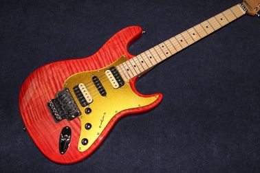 新品 最高品質 赤タイガー・フラーム 電動ギター 固体ベース 木材 カーディオ ストラト メイプル フィンガーボード ローラー 鋼筋 サプライヤー