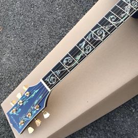 最高のジャンボ 青い炎 メイプル木 アコースティック ギター 固体エボニー ギター カスタマイズされた アコースティック 43インチ ジャンボ ギター サプライヤー