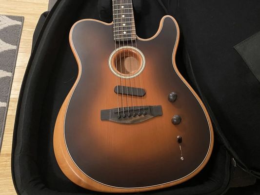 カスタム Acoustasonic Tele Sunburst エレクトリックギター ポリエステル サテン マット仕上げ 深C ネックとクロムハードウェア サプライヤー